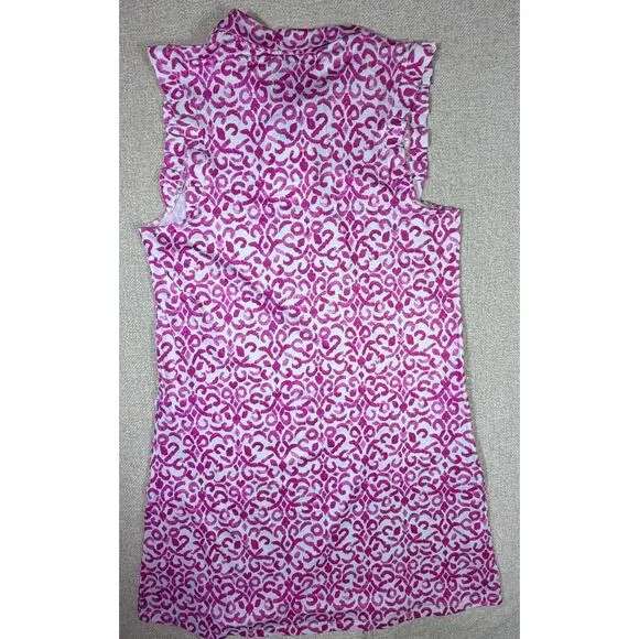 Gottex Women Sm Pink/White The Pink Santorini Golf Sleeveless V Neck Dress NWT - Picture 2 of 8